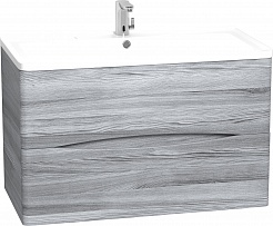 Водолей Тумба с раковиной Adel 100 подвесная лиственница структурная контрастно-серая – фотография-1