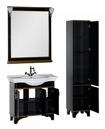 Aquanet Мебель для ванной Валенса 100 черный краколет/золото (180454) – фотография-2