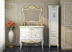 Misty Мебель для ванной Bianco 90 белая, сусальное золото – фотография-12