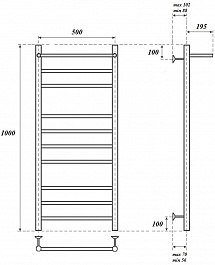 Point Полотенцесушитель водяной П9 500x1000 PN10150P хром – фотография-3