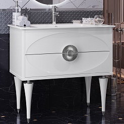 Opadiris Мебель для ванной Ибица 90 с овальным зеркалом белая/хром – фотография-5