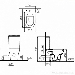 Vitra Унитаз-компакт Zentrum Open-back 9824B003-7207 безободковый с микролифтом – фотография-5