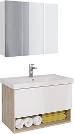 Dreja Мебель для ванной Perfecto 90 подвесная белая/дуб эврика – фотография-1