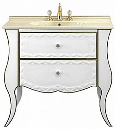 Misty Мебель для ванной "Анжелика 100" белая сусальное золото – фотография-2