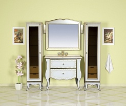 Misty Мебель для ванной "Анжелика 100" белая сусальное золото – фотография-3