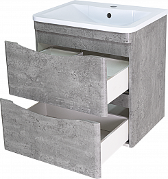 Misty Мебель для ванной Атлантик 80 R 2 ящика подвесная серый камень – фотография-5