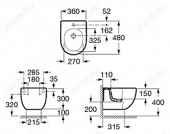 Roca Биде подвесное Meridian-N 357246000 укороченное – фотография-3