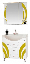 Misty Мебель для ванной Каролина 80 R желтое стекло – фотография-1