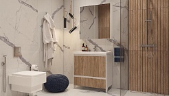 Velvex Мебель для ванной напольная Klaufs 80 белая/дерево – фотография-8