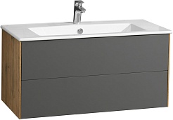 Акватон Мебель для ванной Сохо 100 подвесная дуб веллингтон/графит софт – фотография-4
