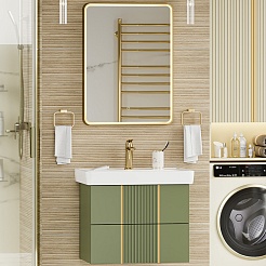 Brevita Мебель для ванной Vega 70 подвесная зеленая/золото – фотография-1