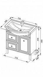 Aquanet Тумба с раковиной "Стайл 75" с ящиками – фотография-5
