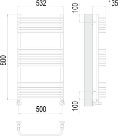 Terminus Полотенцесушитель водяной Стандарт П16 500x800 хром – фотография-3