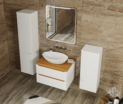 Mixline Мебель для ванной Виктория 90 подвесная белая софт/дуб светлый – фотография-3