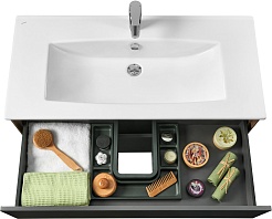 Акватон Мебель для ванной Сохо 100 подвесная дуб веллингтон/графит софт – фотография-7