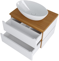Mixline Мебель для ванной Виктория 70 подвесная белая софт/дуб светлый – фотография-6