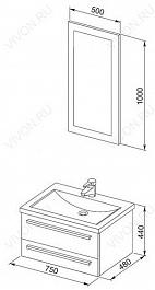 Aquanet Мебель для ванной  "Нота 75 лайт" светлый дуб (161253) – фотография-2