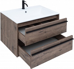 Aquanet Мебель для ванной Lino 80 подвесная дуб веллингтон – фотография-7