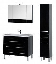 Aquanet Мебель для ванной Верона 100 черная напольная (230323) – фотография-3