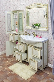 Sanflor Мебель для ванной Адель 100 белая, патина золото – фотография-8