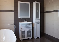 ASB-Woodline Зеркало для ванной Бергамо 65 белое, массив ясеня – фотография-2