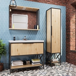Mixline Мебель для ванной Бруклин 100 дуб бунратти – фотография-4