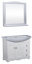 Bas Мебель для ванной Варна 105 белый, глухие дверцы, 3 ящика, зеркало – фотография-1
