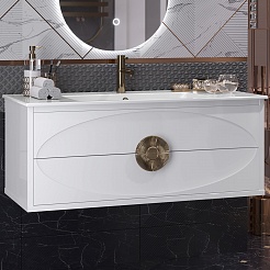 Opadiris Мебель для ванной Ибица 120 с овальным зеркалом подвесная белая/золото – фотография-5