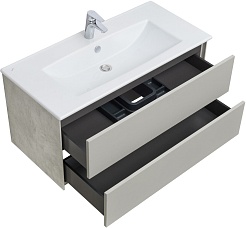 Акватон Мебель для ванной Сохо 100 подвесная слэйт/галька серая – фотография-6