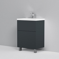 Am.Pm Мебель для ванной Gem 60 графит матовый, напольная, с 2 ящиками – фотография-12