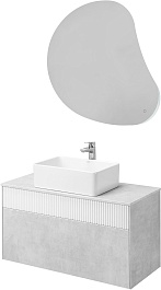 Акватон Мебель для ванной Марбл 100 подвесная слэйт/белая матовая – фотография-1
