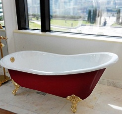 Фэма Чугунная ванна "Gracia", ножки золото, покрытие RAL, матовое – фотография-7