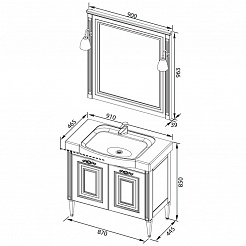 Aquanet Мебель для ванной Паола 90 Домино, белая/патина золото (186382) – фотография-6