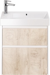Dreja Мебель для ванной Slim 65 подвесная белая/дуб кантри – фотография-5