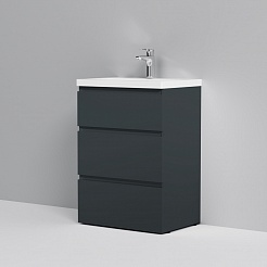Am.Pm Мебель для ванной Gem S 60 графит матовый, напольная, с 3 ящиками – фотография-8