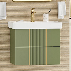 Brevita Мебель для ванной Vega 70 подвесная зеленая/золото – фотография-3