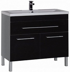 Aquanet Мебель для ванной Верона 100 черная, с ящиком, напольная (230321) – фотография-5