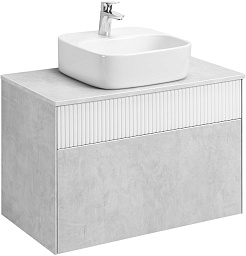 Акватон Мебель для ванной Марбл 80 Одри Soft подвесная слэйт/белая матовая – фотография-2