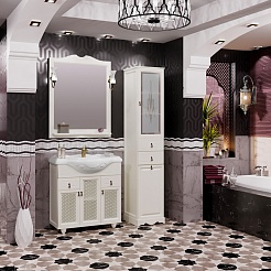 Opadiris Мебель для ванной Тибет 85 с декоративной решеткой, слоновая кость – фотография-12