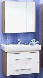 Sanflor Мебель для ванной Ларго 2 70 L Q 70 вяз швейцарский, белая – фотография-1
