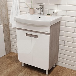 Onika Мебель для ванной Харпер 55.10 белая глянцевая/мешковина – фотография-6