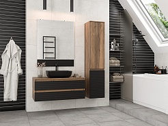 Brevita Мебель для ванной Dakota 100 подвесная дуб галифакс олово/черный кварц – фотография-2