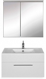 De Aqua Мебель для ванной Кубика 80, зеркало-шкаф Алюминиум – фотография-1