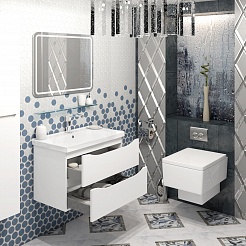Opadiris Мебель для ванной Элеганс 80 с зеркалом подвесная белая матовая – фотография-3