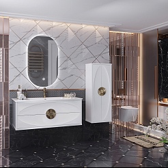 Opadiris Мебель для ванной Ибица 120 с овальным зеркалом подвесная белая/золото – фотография-3
