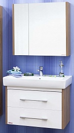 Sanflor Мебель для ванной Ларго 2 80 R вяз швейцарский, белый – фотография-1