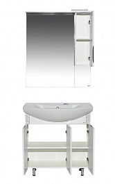 Misty Мебель для ванной Престиж 80 R белая/серебряная патина – фотография-7