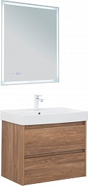 Aquanet Мебель для ванной Nova Lite 75 подвесная дуб шоколадный – фотография-1