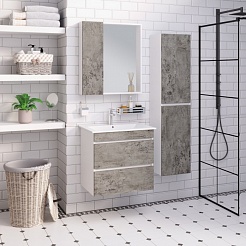 Runo Зеркало-шкаф для ванной Манхэттен 65 серый бетон – фотография-2