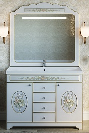 Misty Мебель для ванной Milano 120 белая патина/декор – фотография-1